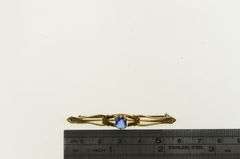 10K Yellow Gold Art Nouveau Sim. Sapphire Ornate Bar Pin/Brooch