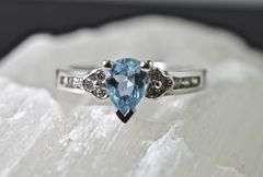 Pear-Shaped Aquamarine Ring in 14K White Gold