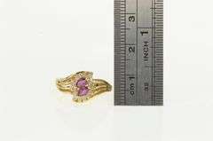 14K Yellow Gold Marquise Ruby Diamond Halo Bypass Ring