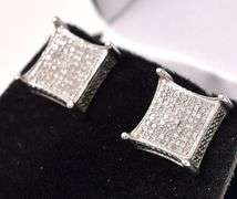 Enchanting Approx. .24CTW Diamond Square Earrings in 10K White Gold