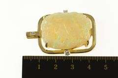 14K Yellow Gold Natural Opal Carved Floral Diamond Accent Pendant