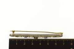 14K White Gold Art Deco Diamond Syn. Sapphire Filigree Bar Pin/Brooch