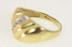 10K Yellow Gold Graduated Diamond Striped Wavy Band Ring