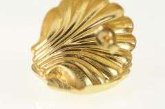 14K Yellow Gold Scallop Shell Beach Motif High Relief Earrings