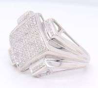 Men's Criss cross diamond ring in white gold