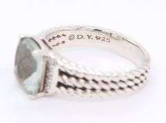 David Yurman petite Wheaton prasiolite and diamond ring