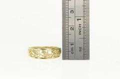 14K Yellow Gold Diamond Heart Filigree Wedding Band Ring