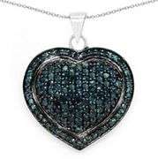 Dazzling 1.25 Cttw Natural Blue Diamond Heart Pendant