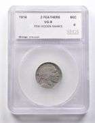 VG8 1916 Indian Head Buffalo Nickel 2 Feathers SEGS