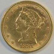 Blazing Choice BU 1881 $5 Liberty Gold Piece. Full strike