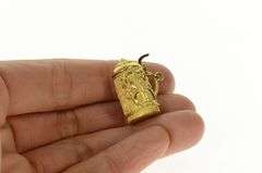 18K Yellow Gold 3D Ornate German Beer Stein Articulated Charm/Pendant