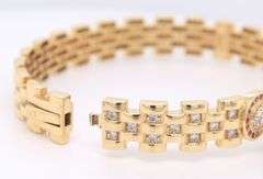 14kt Yellow gold Saint Jude cubic zirconia bangle braclet