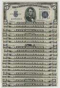18 Crisp AU/CU Series of 1934 Blue Seal Silver Certificate notes