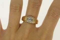 14K Yellow Gold 0.32 Ct Diamond Solitaire 1960's Men's Ring
