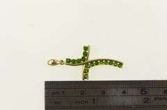 10K Yellow Gold Sim. Tsavorite Cross Christian Faith Pendant