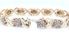 10kt Yellow gold diamond cluster bracelet