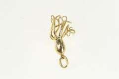 18K Yellow Gold 3D Diamond Eyed Octopus Ocean Pendant
