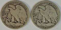 Rare 1921-S & scarce 1923-S Walking Liberty Half Dollars
