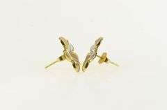 14K Yellow Gold Tri Tone Vintage Plumeria Flower Stud Earrings
