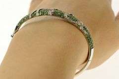 14K Yellow Gold 5.45 Ctw Tsavorite Garnet Diamond Pave Swirl Bracelet