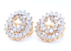14kt Yellow gold 2.58ctw diamond swirl earrings