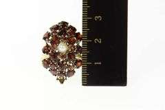 14K Yellow Gold Ornate 1950's Syn. Garnet Cluster Cocktail Ring