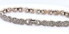 Vintage 925 sterling silver marcasite X link bracelet