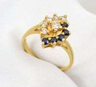 Feminine 14K Sapphire & Diamond Cluster