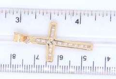 14kt Yellow gold cubic zirconia cross pendant