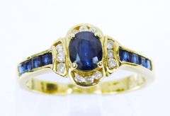 Prettiest 14K Sapphires & Diamonds Ring, Size 5.25
