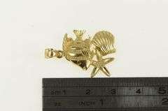 14K Yellow Gold Sea Shell Ocean Beach Motif Vintage Charm/Pendant