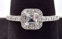Sterling Silver Aquamarine and CZ Gemstone Ring