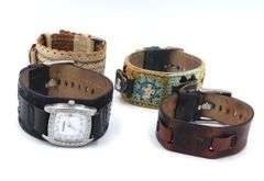 Fossil SQ quartz crystal bezel changeable strap watch with 3 extra straps