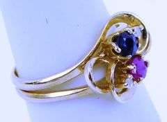 Pretty & Petite 14K Ruby, Sapphire, Diamond Ring