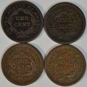 Great lot of 4 Braided Hair Large Cents in XF 1843 to 1854