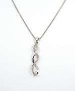 White Gold Diamond Swirl Pendant on Necklace