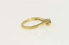 10K Yellow Gold Emerald Diamond Wavy Curvy Statement Ring