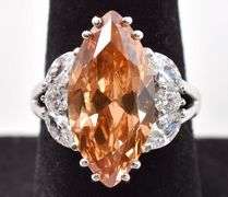 Sterling Silver Orange and White CZ Ring