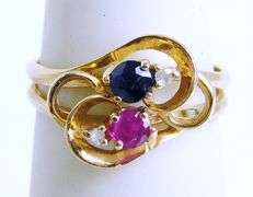 Pretty & Petite 14K Ruby, Sapphire, Diamond Ring