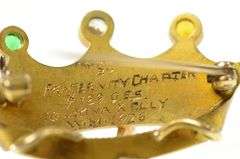 14K Yellow Gold Order of the Eastern Star Diamond Crown Pin/Brooch