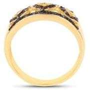 14 Kt Yellow Gold Plated Natural Red & Black Diamond Ring