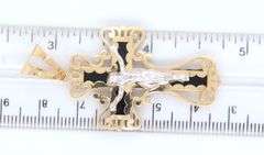 14kt Yellow gold black onyx cross crucifix pendant