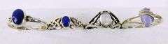 4 Sterling Silver Gemstone Rings, Size 9