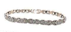 Vintage 925 sterling silver marcasite X link bracelet