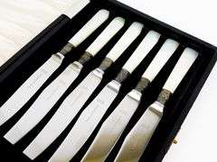 Vintage Viners Sheffield MOP & Sterling Knives w/Box