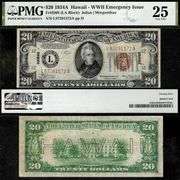 $20 1934-A FRN Hawaii Fr. 2305 WWII Emergency Issue Brown Seal PMG Very Fine 25