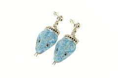 Sterling Silver Melesio Villarreal Taxco Enamel Ornate Snake Earrings