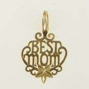 14K Yellow Gold Best Mom Mother's Day Love Message Pendant