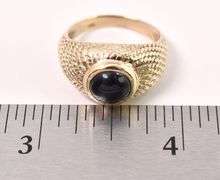 Sturdy 10K Yellow Gold Black Onyx Gemstone Ring