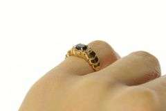 14K Yellow Gold Oval Sapphire Diamond Scalloped Halo Ring
